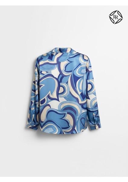 Kadın Rahat Kalıp Desenli Saten Bluz Şık Günlük Kombin fiyatları