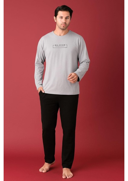 Erkek 1922 Uzun Kol % 100 Pamuk Pijama Takımı Gri