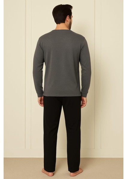 Erkek 1909 Uzun Kol % 100 Pamuk Pijama Takımı Füme fiyatları