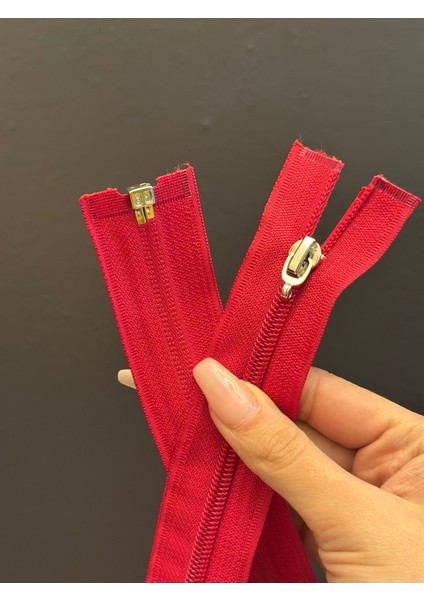 63X3 cm Kırmızı Fermuar