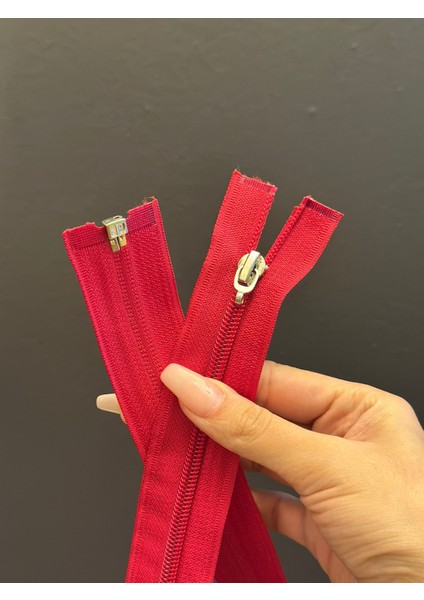 63X3 cm Kırmızı Fermuar modelleri