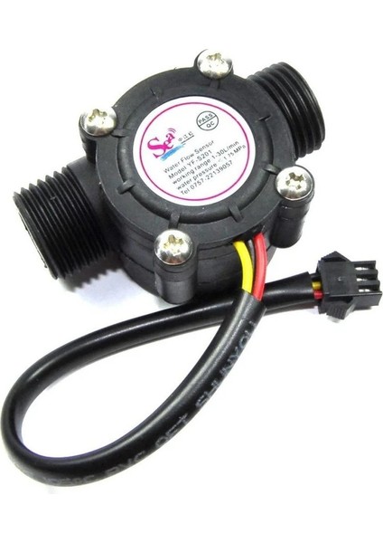 YF-S201 Su Akış ve Hidrolik Basınç Sensörü - 1/2" Hall Effect Debimetre (Arduino Uyumlu)