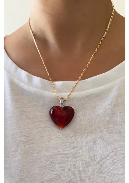 Kalp Uçlu Gold Zincir Kolye modelleri
