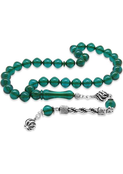 Kararmaz Metal Halat Püsküllü Istanbul Kesim Turkuaz Ateş Kehribar Tesbih