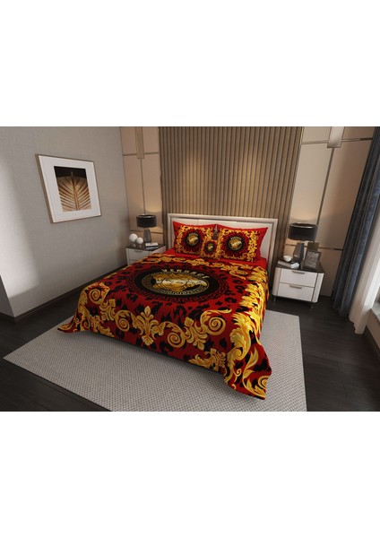 Lüks Pamuklu Saten Pike Takımı Çift Kişilik 3D Dijital Baskılı 6 Parça – Lüks Duvet Cover Set Mode