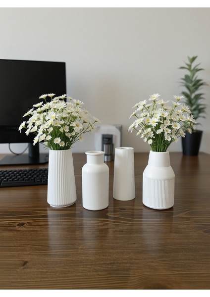 4’lü Modern Soft Vazo Seti – Minimal Beyaz Dekoratif Ev Aksesuarı fırsatları