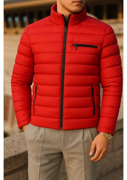 Erkek Kışlık Comfort Trend Günlük Kırmızı Şişme Mont fiyatları