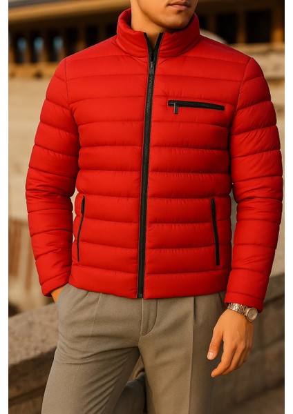 Erkek Kışlık Comfort Trend Günlük Kırmızı Şişme Mont fırsatları