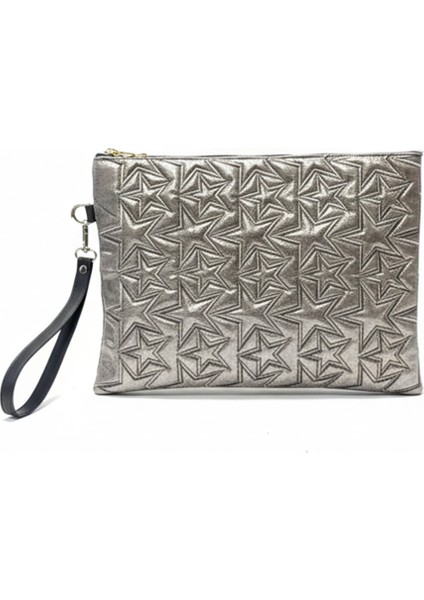 Yıldız Desenli Platin Xl Macbook ve Tablet Uyumlu Portföy Çanta