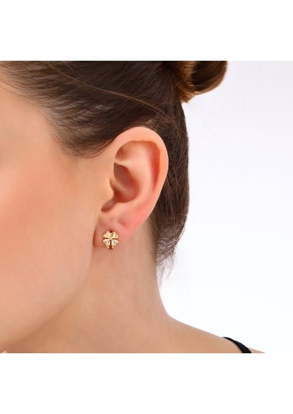 Altın Yonca Küpe - 14K modelleri