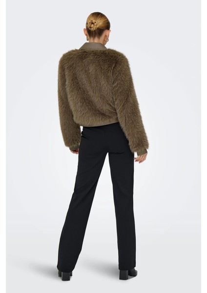 Onlnoeme Regular Fit Klasik Yaka Yumuşak Tüylü Düğmeli Mont Bayan Mont 15356776 indirimleri