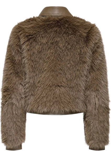 Onlnoeme Regular Fit Klasik Yaka Yumuşak Tüylü Düğmeli Mont Bayan Mont 15356776