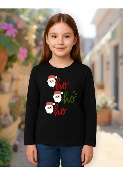 Yeni Yıl Noel Baba Hohoho Uzun Kollu Baskılı Unisex Tişört (4-13 Yaş) fiyatları