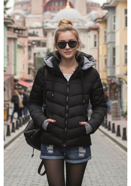 Şişme Kadın Mont Günlük Su Geçirmez Kışlık
