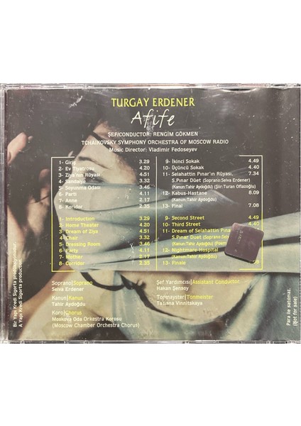 (Plak Değildir CD Dir) CD Turgay Erdener Afife Tchaikovsky CD fiyatları