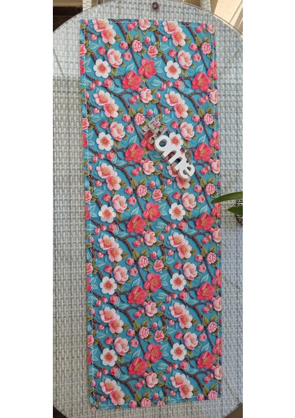 Mint Çiçek Desenli Runner