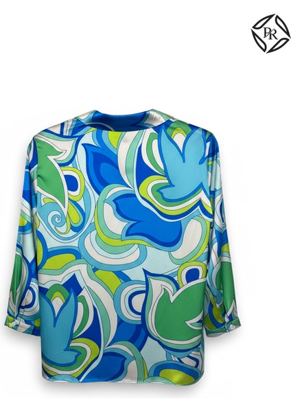 Kadın Rahat Kalıp Desenli Saten Bluz Şık Günlük Kombin fiyatları