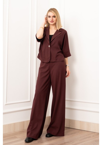 Vera Viskon Premium Takım – Kısa Kol Ceket & Lastikli Pantolon 1269