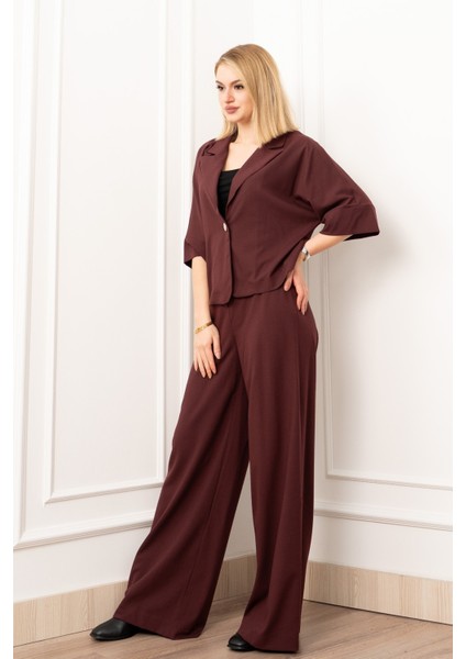 Vera Viskon Premium Takım – Kısa Kol Ceket & Lastikli Pantolon 1269 fırsatları