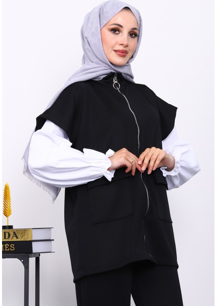 Siyah Fermuarlı Cepli Yelek Pantolonlu Scuba Takım modelleri