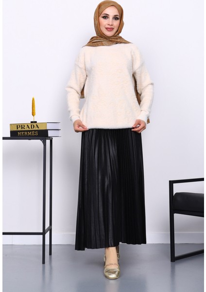 Krem Bisiklet Yaka Angora Yumoş Triko Kazak fiyatları