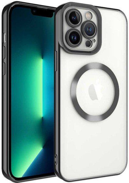 Spia iPhone 13 Pro Max Kılıf Magsafe Wireless Şarj Özellikli Spıa Setro Silikon-Siyah