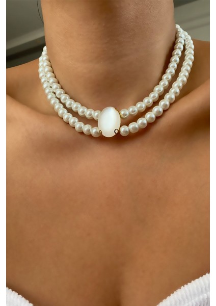 Çift Sıralı Cam Inci Choker fırsatları