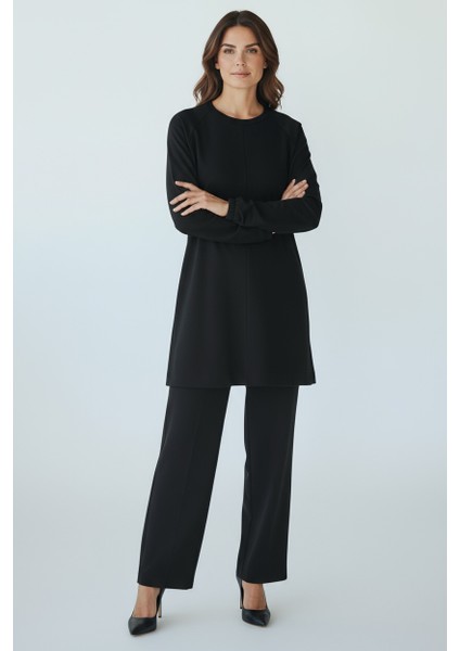 Kadın Tunik Önü Dikişli Altı Bantlı Pantolonun Beli Lastikli Önü Dikişli Ikili Takım fiyatları