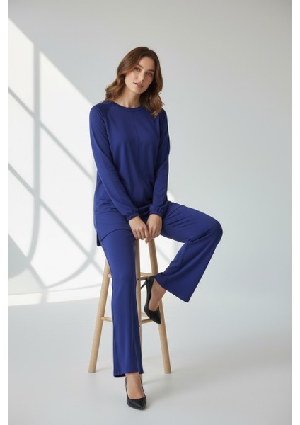 Kadın Tunik Önü Dikişli Altı Bantlı Pantolonun Beli Lastikli Önü Dikişli Ikili Takım fiyatları