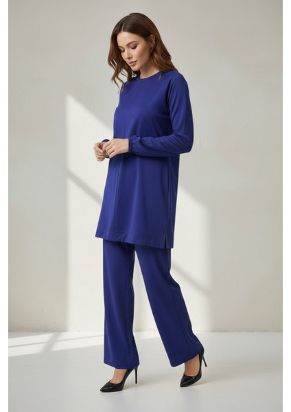 Kadın Tunik Önü Dikişli Altı Bantlı Pantolonun Beli Lastikli Önü Dikişli Ikili Takım indirimleri