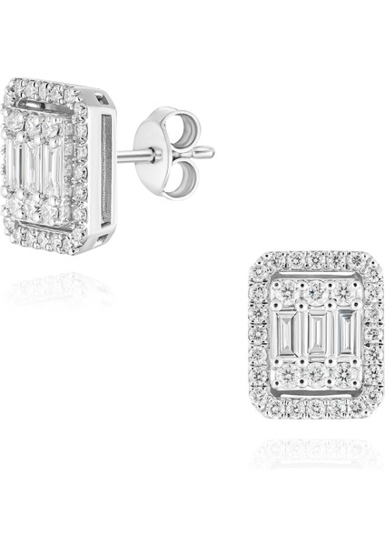 0,93 Karat Pırlanta Baget Küpe