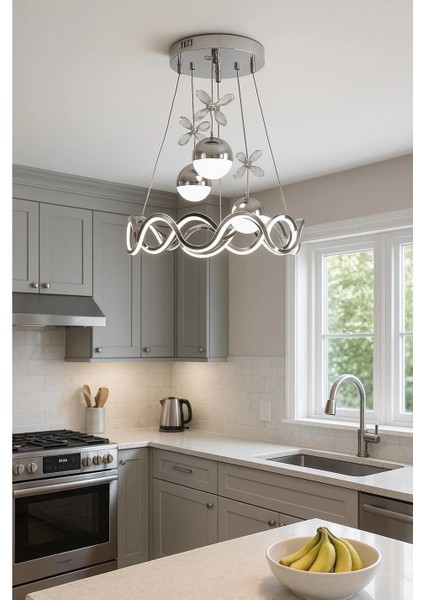 Neo Krom Kaplama Yuvarlak 3 Toplu 3 Renk Modüllü Ledli Avize fiyatları