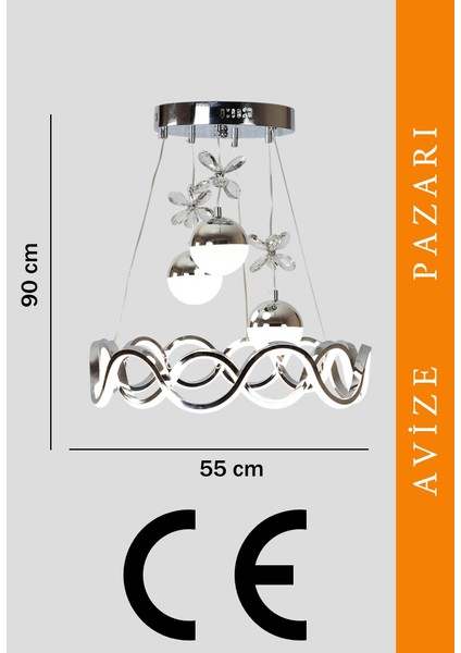 Neo Krom Kaplama Yuvarlak 3 Toplu 3 Renk Modüllü Ledli Avize fırsatları