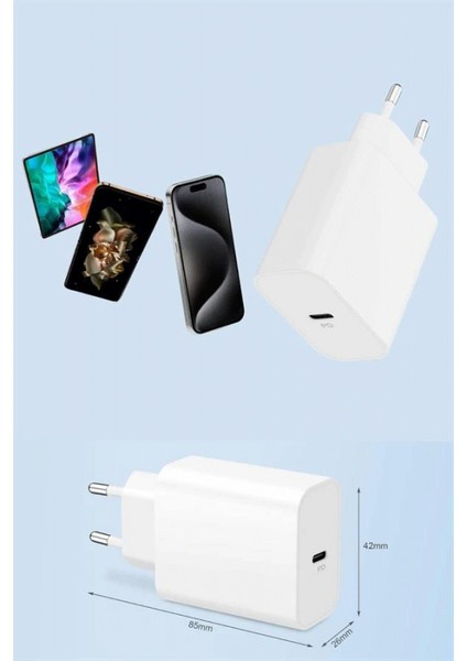 15/pro/pro Max 25W Ios Uyumlu Hızlı Şarj Aleti Adaptörlü Beyaz indirimleri
