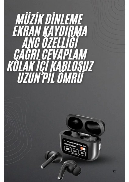 Kulak Içi Bluetooth Kulaklık Ekranlı Müzik Dinleme Çağrı Cevaplama Siyah