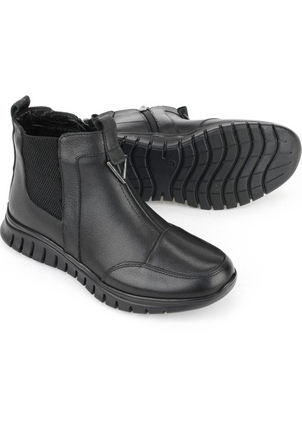 , Kadın Hakiki Deri Konfor Bot 15355Z1458 Siyah fırsatları