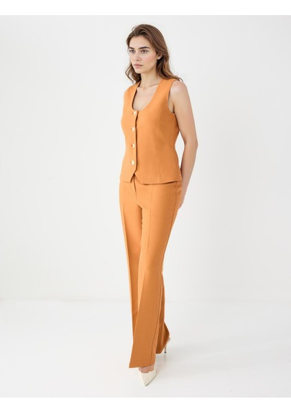 Karamel Bol Kesim Bol Paça Normal Bel Dokuma Pantolon fiyatları