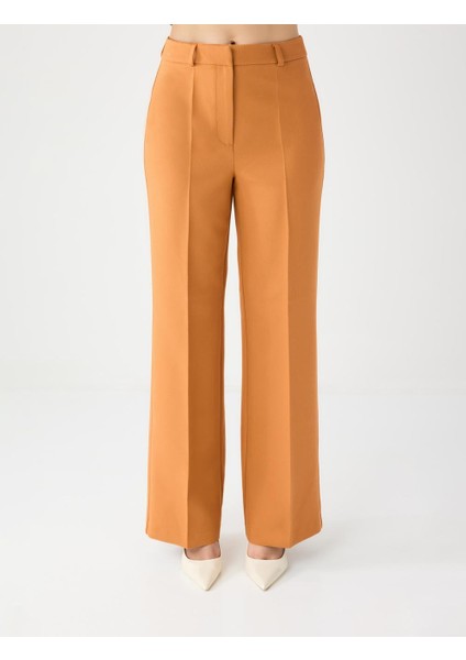 Karamel Bol Kesim Bol Paça Normal Bel Dokuma Pantolon fırsatları