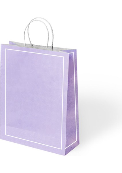Büküm Saplı Kağıt Çanta Makaron Lila 25X12X31 24 Lü