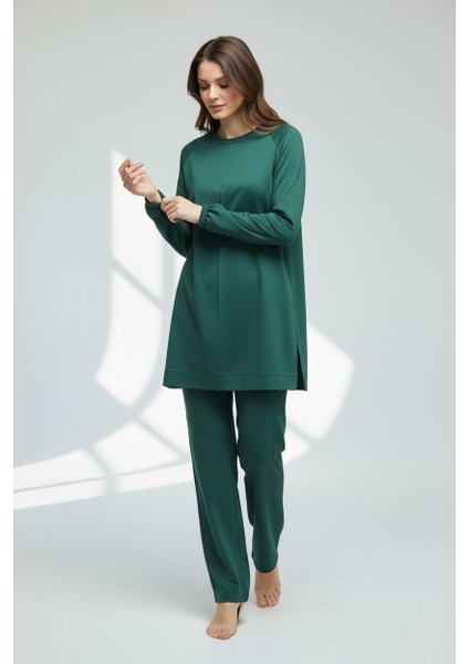 Kadın Tunik Önü Dikişli Altı Bantlı Pantolonun Beli Lastikli Önü Dikişli Ikili Takım fiyatları