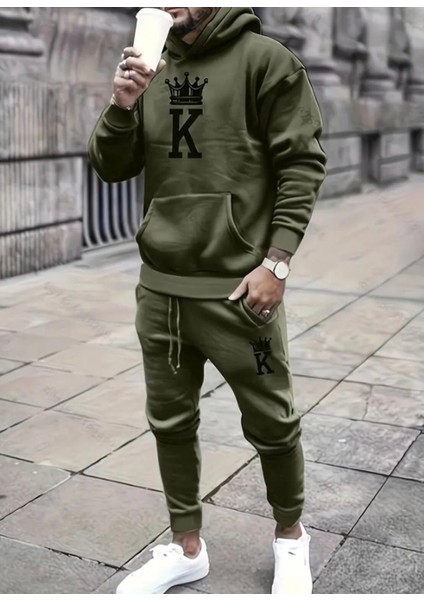 Punıx Büyük Beden Özel Tasarım Kral Taç Baskılı Yüksek Kalite Kışlık Kalın Erkek Battal Eşofmantakımı