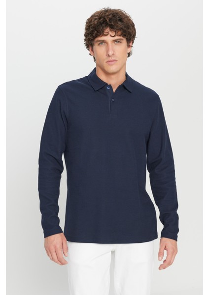 %100 Pamuk Slim Fit Dar Kesim Polo Yaka Jakarlı Triko Tişört