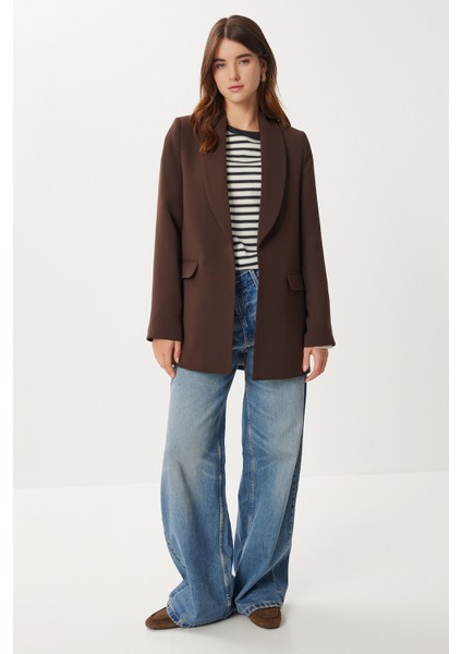 Vatkalı Blazer Dokuma Ceket LXA0006 Kahverengi fiyatları