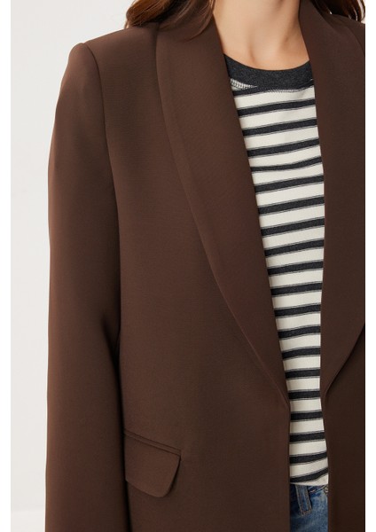 Vatkalı Blazer Dokuma Ceket LXA0006 Kahverengi modelleri