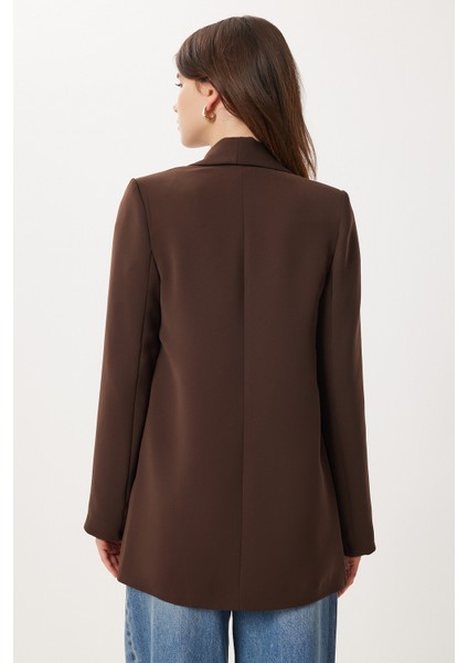 Vatkalı Blazer Dokuma Ceket LXA0006 Kahverengi fırsatları