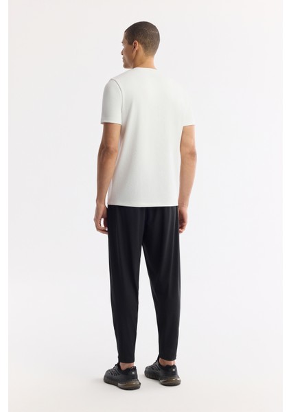 Erkek Beyaz Bisiklet Yaka Baskılı Bi-Stretch İnterlok Regular Fit T-Shirt A51Y1003