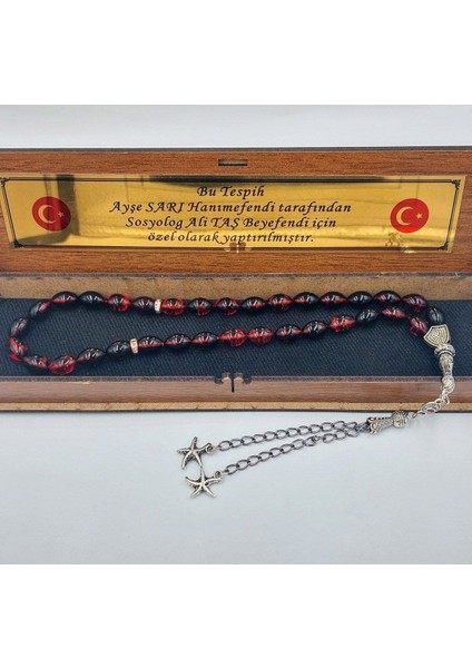 Siyah Kırmızı Arpa Kesim Yıldız Alpaka Püsküllü Ateş Kehribar Tespih fırsatları