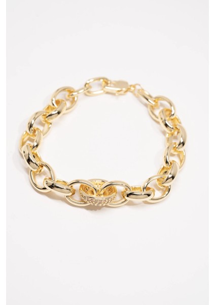 Vıp Elips Altın Kaplama Büyük Halkalı Zincir Bileklik – Ayarlanabilir Şık Zarif Tasarım modelleri