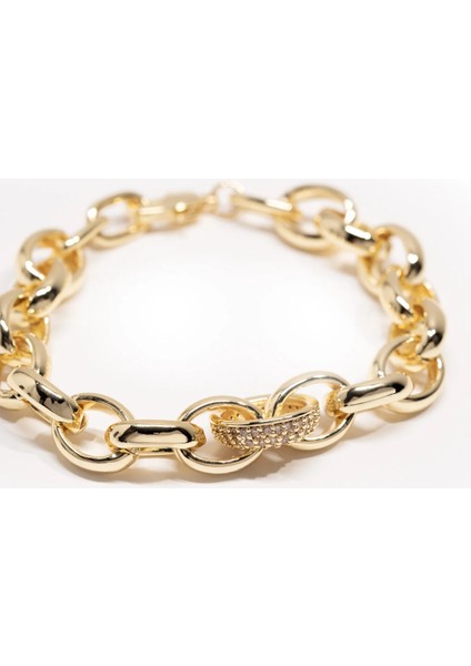 Vıp Elips Altın Kaplama Büyük Halkalı Zincir Bileklik – Ayarlanabilir Şık Zarif Tasarım fırsatları