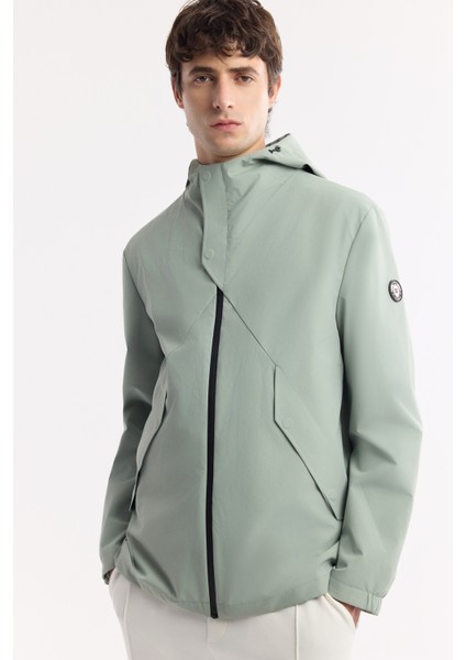 Erkek Mint Yeşil Kapüşonlu Su İtici Rüzgar Geçirmez Mevsimlik Comfort Fit Mont A51Y6054